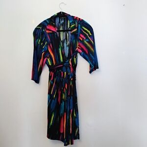 Lara Abstract Wrap Dress Size 14 - 16 "Boldly Go Print" 3/4 Sleeves.